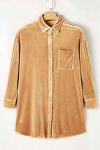 Gouden fluwelen overhemdjurk - Bakkermode.nl