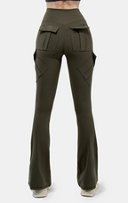 Hoog getailleerde cargo flare broek - Bakkermode.nl