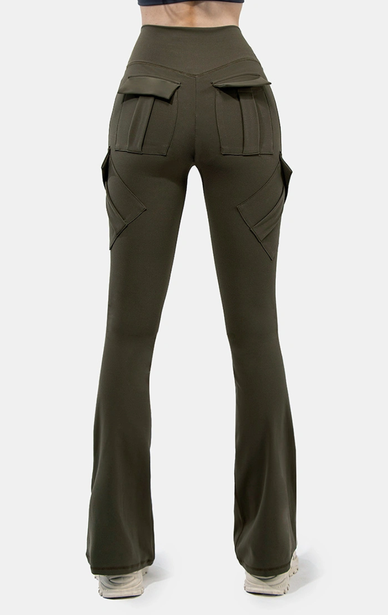 Hoog getailleerde cargo flare broek - Bakkermode.nl