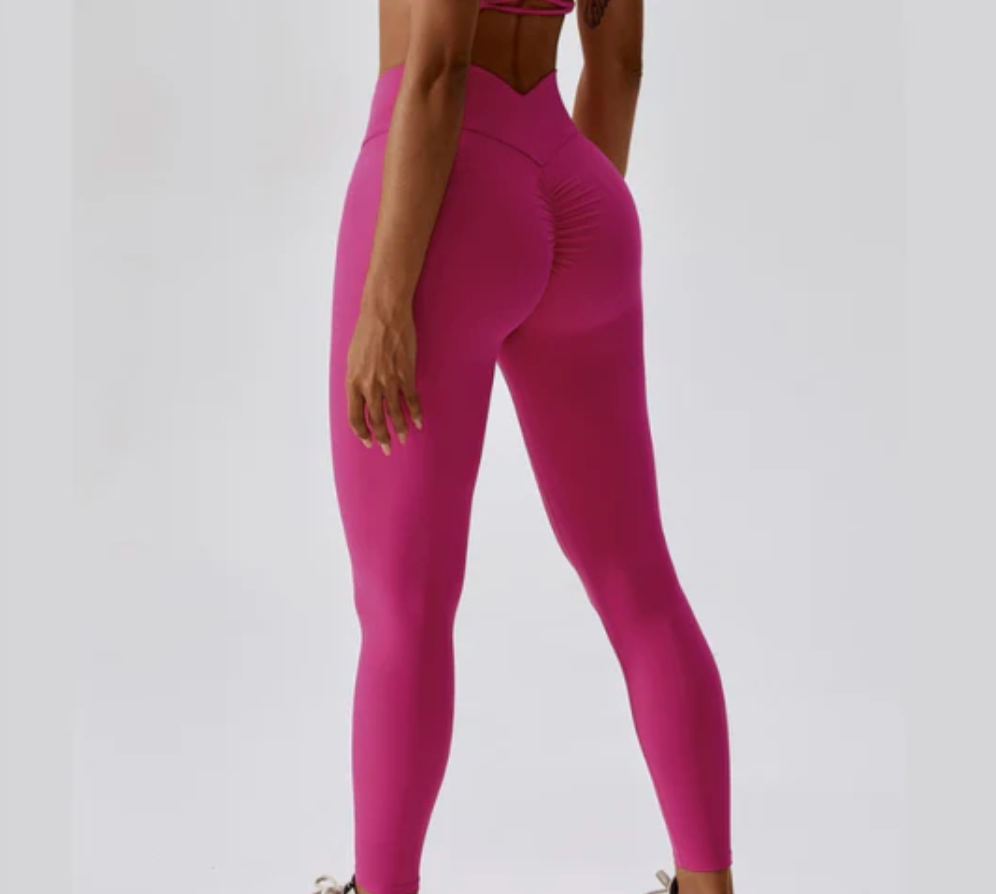 Roze scrunch naadloze legging - Bakkermode.nl