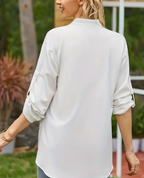 Witte blouse met bloemenprint - Bakkermode.nl