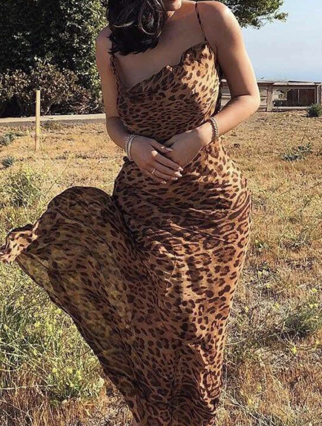 Luipaardprint bodycon maxi jurk - Bakkermode.nl