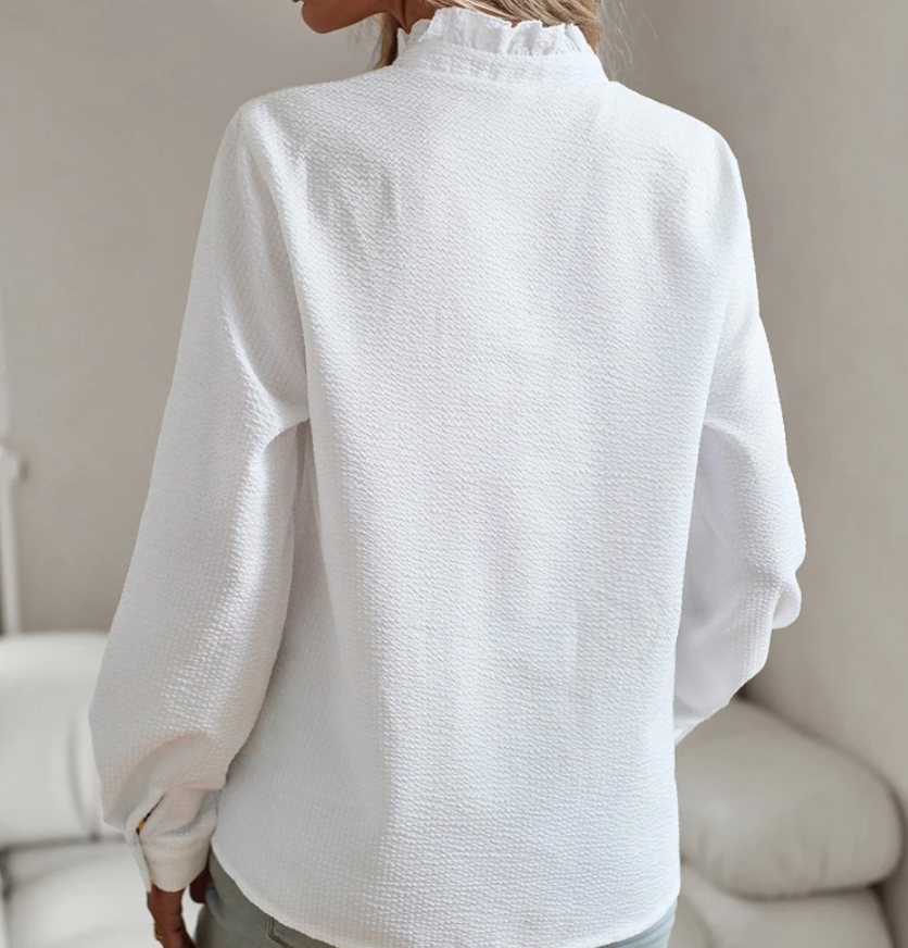 Witte blouse met knoopsluiting - Bakkermode.nl