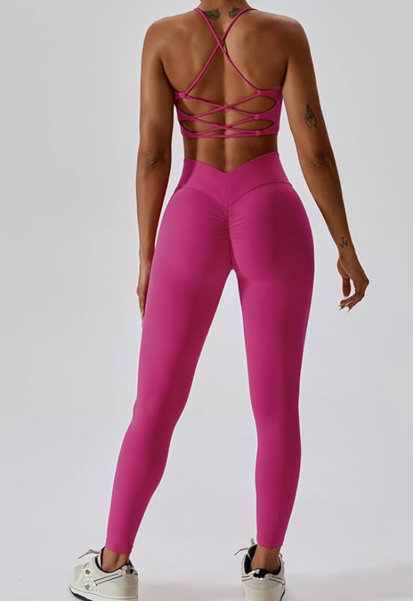 Roze scrunch naadloze legging - Bakkermode.nl