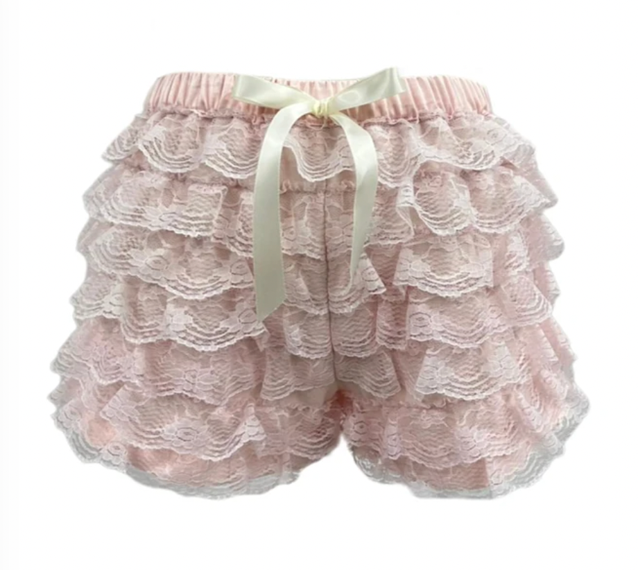 Luchtige kanten shorts met strik - Bakkermode.nl