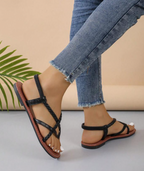 Gevlochten sandalen met kruisbanden - Bakkermode.nl