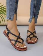 Gevlochten sandalen met kruisbanden - Bakkermode.nl