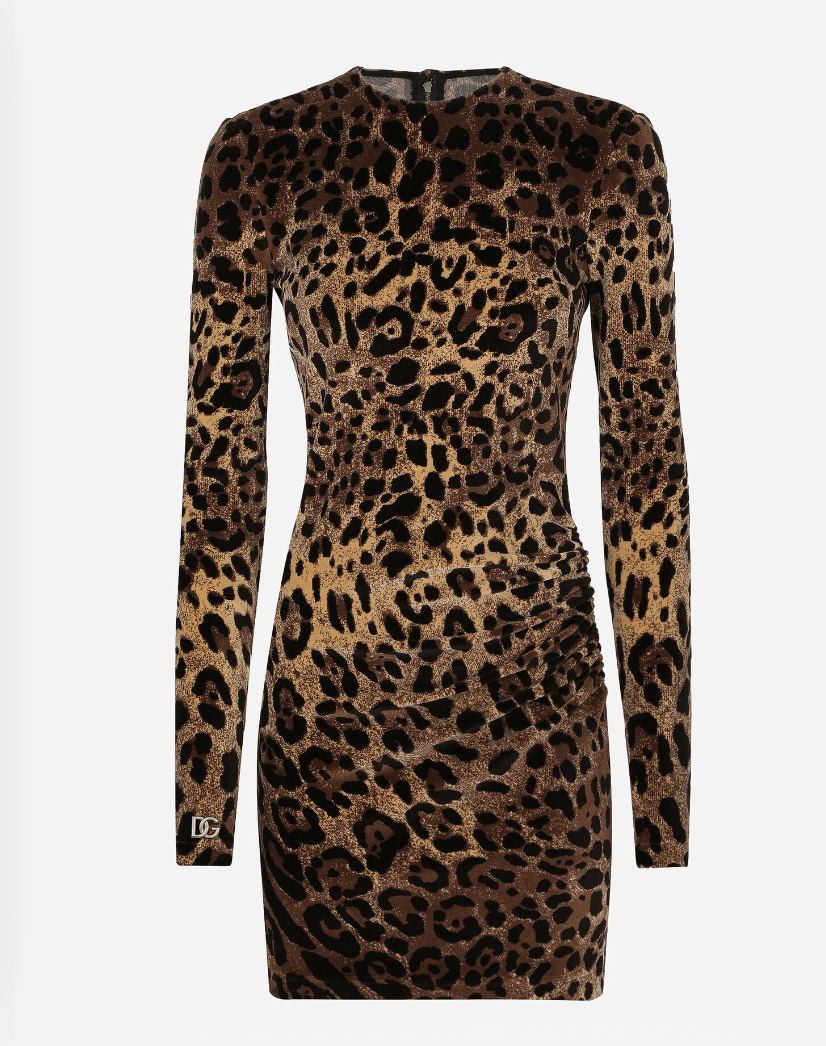 Lange mouwen mini-jurk met luipaardprint - Bakkermode.nl