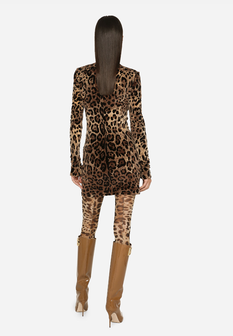Lange mouwen mini-jurk met luipaardprint - Bakkermode.nl