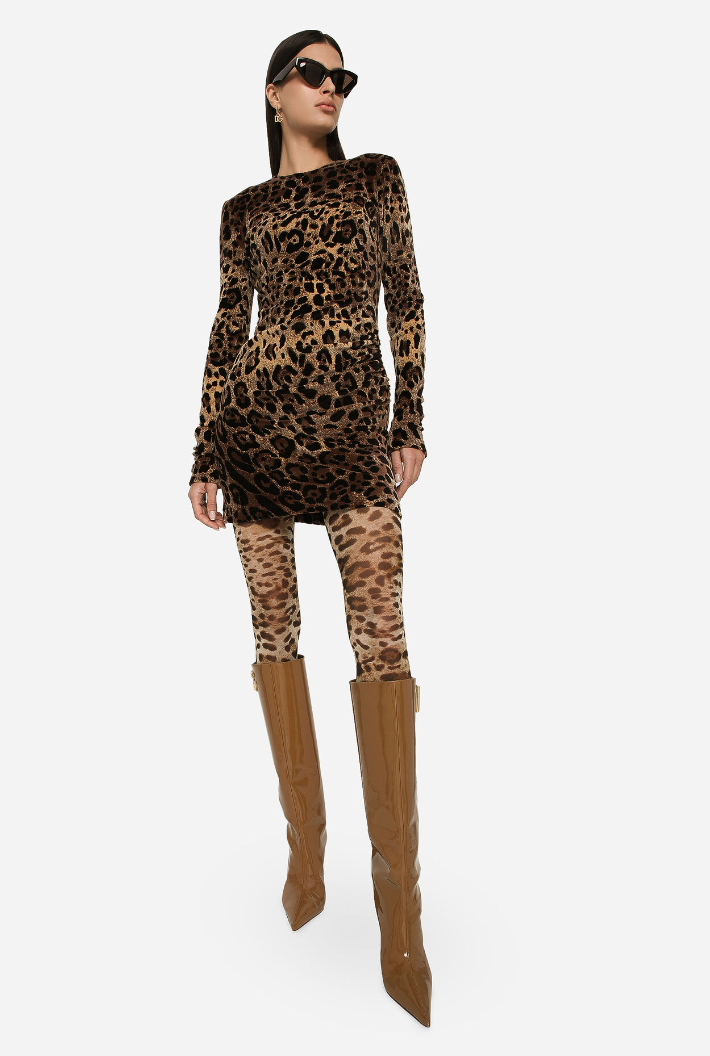 Lange mouwen mini-jurk met luipaardprint - Bakkermode.nl