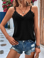 Dames cami top met kantafwerking - verfijnd mouwloos zomertopje