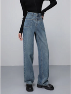 Wide boyfriend jeans - stijlvolle blauwe spijkerbroek voor een relaxte look