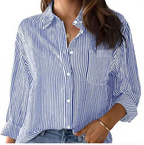 Dames gestreepte blouse - knoopsluiting met lange mouwen