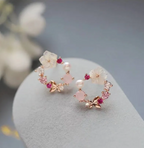 2-delige bloemenhoepel oorbellen - verfijnde zilveren damesjuwelen