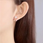 2-delige bloemenhoepel oorbellen - verfijnde zilveren damesjuwelen