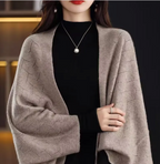 Poncho met knoopsluiting - elegante gebreide wrap voor dames