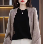 Poncho met knoopsluiting - elegante gebreide wrap voor dames