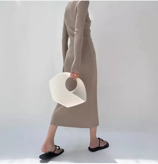 V-hals split-breasted sweaterjurk - gebreide jurk met stijlvolle pasvorm