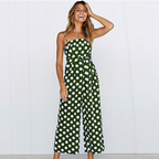 Groene jumpsuit met stippen - trendy halternek ontwerp voor dames
