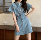 denim jurk - mouwloze damesjurk met functionele zakken