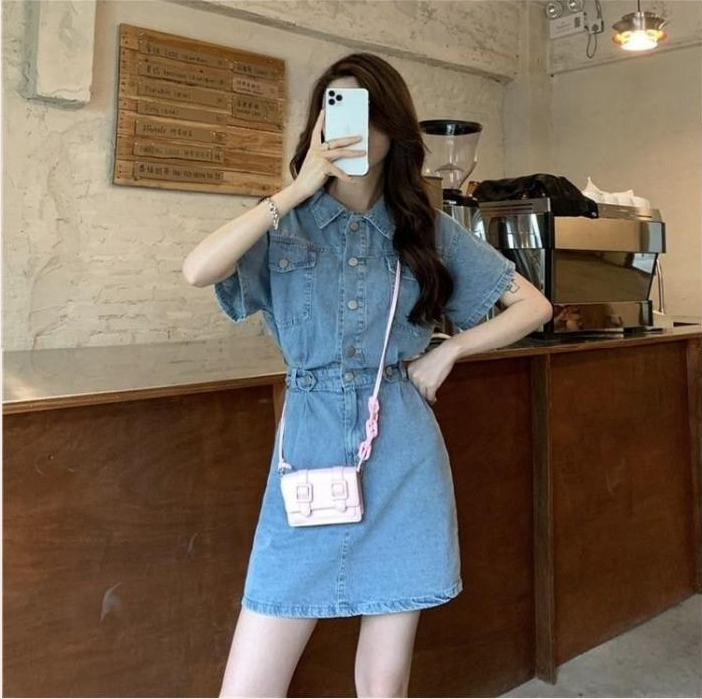 denim jurk - mouwloze damesjurk met functionele zakken