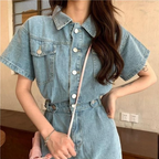 denim jurk - mouwloze damesjurk met functionele zakken