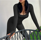 Dames lange mouw jumpsuit van rekbare stof - casual veelzijdig voor elke gelegenheid