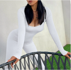 Dames lange mouw jumpsuit van rekbare stof - casual veelzijdig voor elke gelegenheid