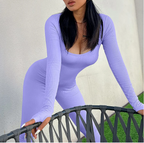 Dames lange mouw jumpsuit van rekbare stof - casual veelzijdig voor elke gelegenheid