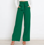 Brede leg trousers - hoge taillebroek met strikdetail voor een chique look