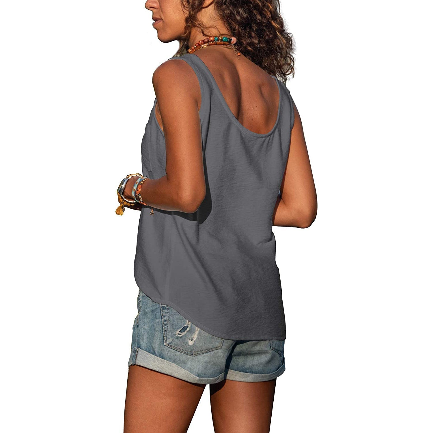 Dames knopen-tanktop - mouwloze top voor de zomer