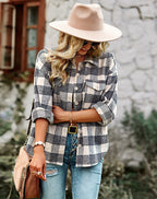 Dames casual check shirt lichte overshirt in zwart - veelzijdig voor elke dag