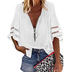 Chiffon blouse - moderne dames top met rits