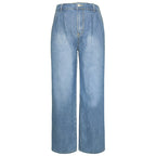 Dames wijduitlopende jeans - blauwe denim relaxte fit