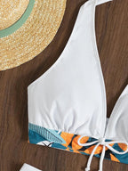 Halter bikini set met hoge taille en print - Bakkermode.nl