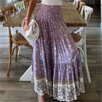 Maxirok - gelaagde boho-stijl rok met bloemprint