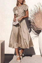 Satin wrap jurk - chique midi jurk voor speciale gelegenheden