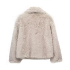 Bont jas voor dames - luxe grijze faux fur jas met brede kraag - Bakkermode.nl
