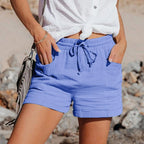 Lichte katoenen shorts met trekkoord - Bakkermode.nl