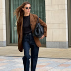 Bruine suede blazer - stijlvolle damesoutwear voor veelzijdige looks