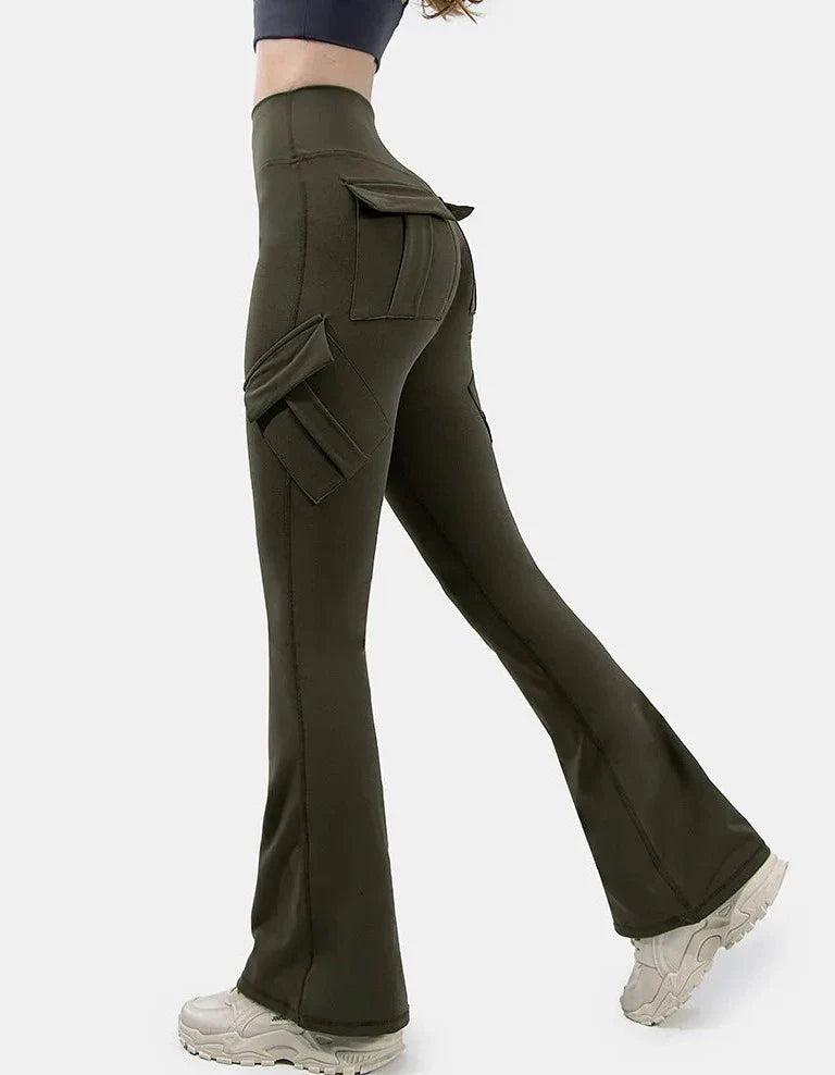 Hoog getailleerde cargo flare broek - Bakkermode.nl