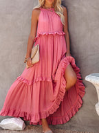 Maxi jurk - elegante zomerse damesfrock met ruffles