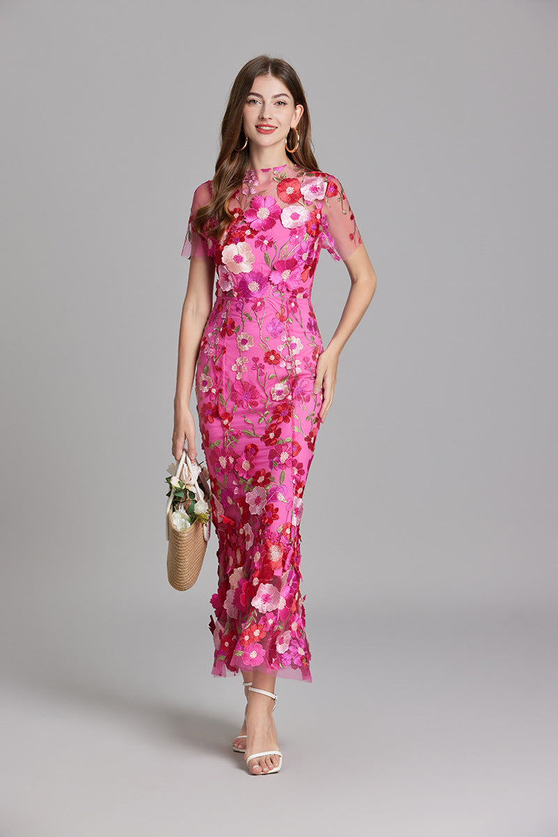 Maxi-jurk met bloemen broderie - elegante avondoutfit voor speciale gelegenheden