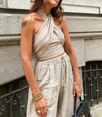 Stijlvolle gekruiste crop top - Bakkermode.nl