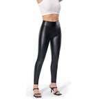 Hoge taille faux leren leggings - zwarte damesmode broeken