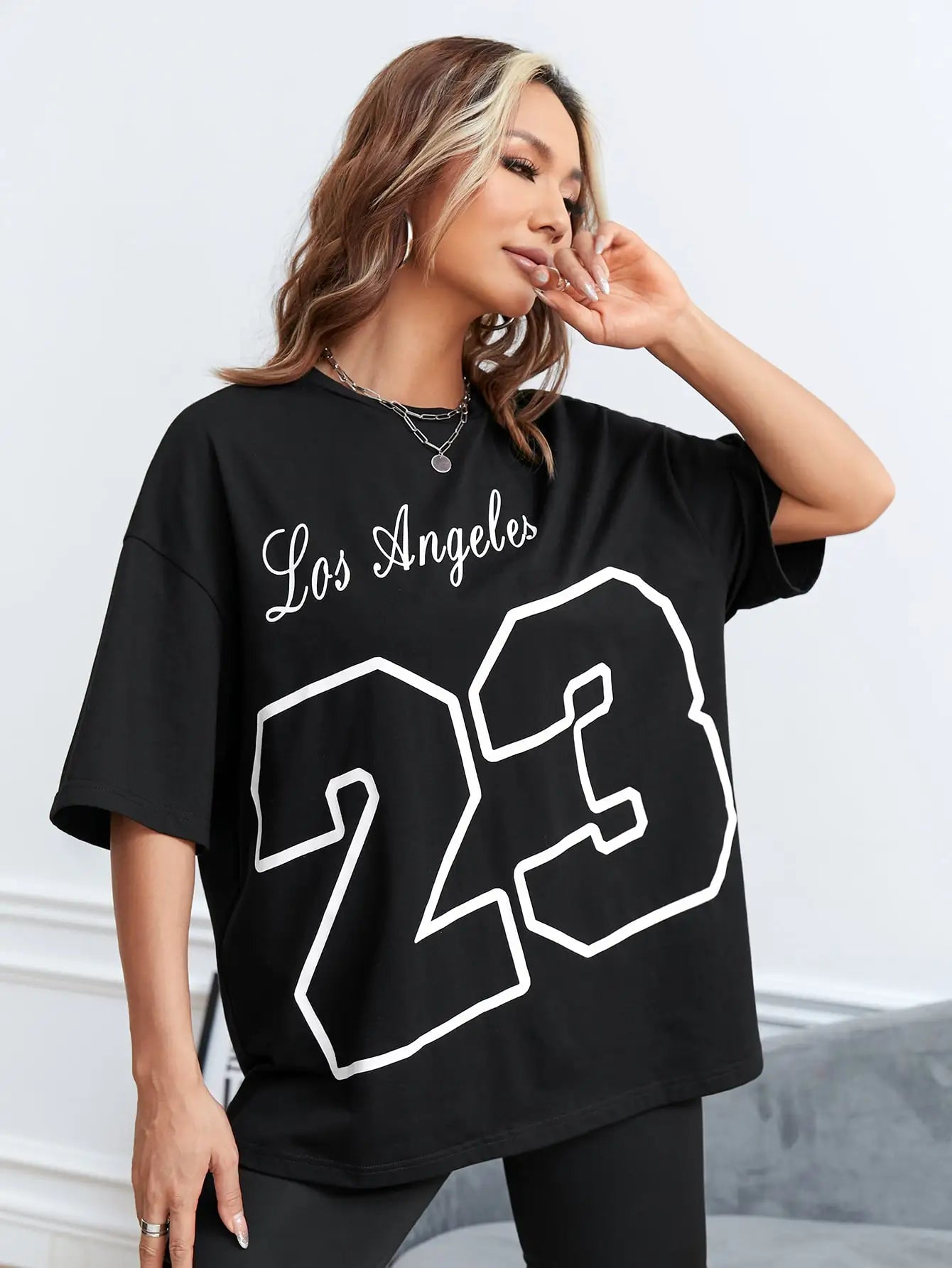 Los angeles nummer 23 grafisch t-shirt - Bakkermode.nl