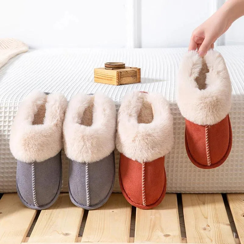 Warme pluchen winterpantoffels dames - zachte comfortabele sloffen voor binnen - Bakkermode.nl