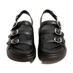 Zwarte sandalen met drie gespen - Bakkermode.nl