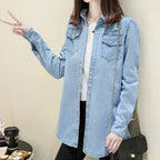 Denim blouse - stijlvolle lange dames top