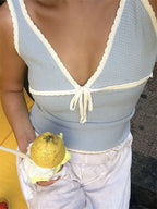 Tossy contrast lace-up backless tanktop - Bakkermode.nl